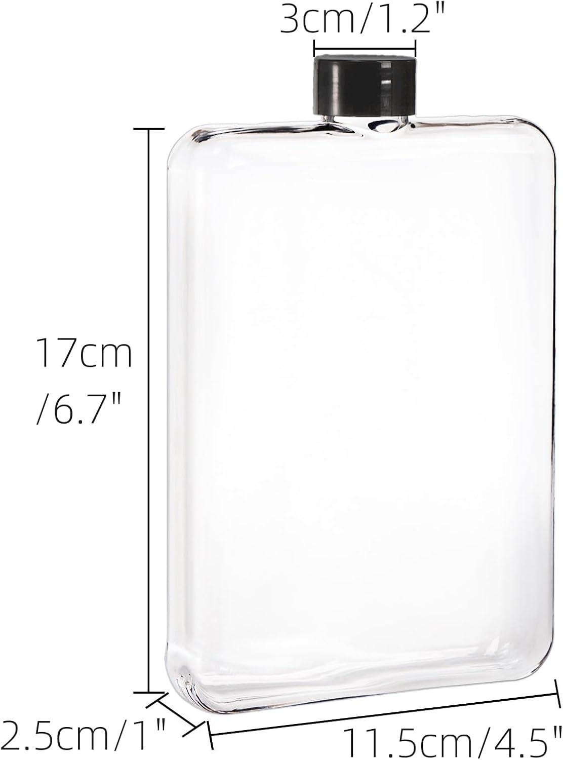 2 Pack Flat Water Bottle, 16 Oz BPA Free Square Water Bottle with Leak-proof Cap, Portable Slim Water Bottle Pocket Flask for Purse, Travel, Sport, Gym, Fitness - Image 2