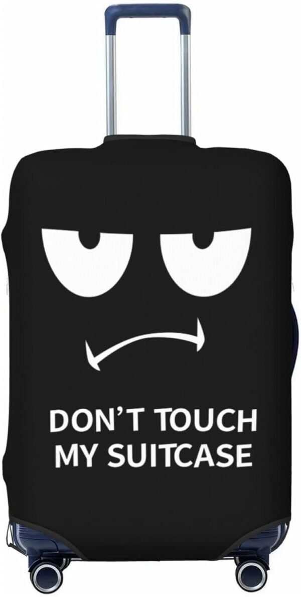 Luggage Covers Don't Touch My Suitcase Luggage Protector, Funny Big Eyes Angry Face Black and White Travel Suitcase Cover Elastic Washable Baggage Case Covers for Suitcase 22-24 Inch