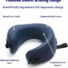 Cushion Lab Travel Pillow, Award-Winning Patented Ergonomic Design for Chin & Neck Support Memory Foam Neck Pillow, Compact Airplane Pillow for Traveling, Flight, Car (Navy, Medium) - Image 3