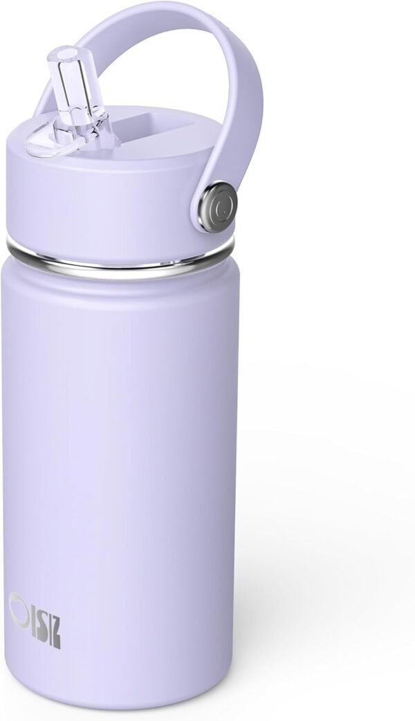 Kids Water Bottle with Straw Lid 14oz, Vacuum Insulated 316 Stainless Steel Water Bottles for Kids for School, Leakproof Water Bottle, BPA Free and Keep Cold for 24 Hours