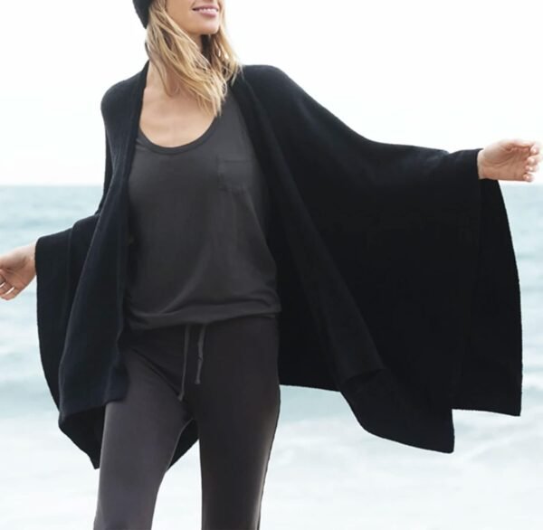 MissShorthair Women's Lightweight Knitted Scarf Poncho Sweater Cape Shawl Versatile Spring Summer Ponchos Wraps - Image 2