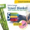 Cloudz Extra Large Travel Blanket Includes Cozy Pockets for Your Feet and a Travel Bag - Navy Blue - Image 3