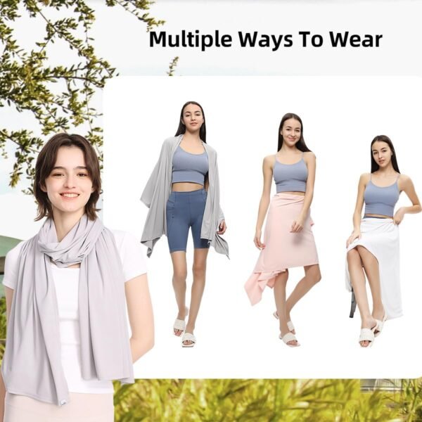 OHRAIN Sun Shawl UV Sun Protection UPF 50+ Beach Travel Scarf Wrap Summer Swimsuit Cover Up Cooling Blanket - Image 3