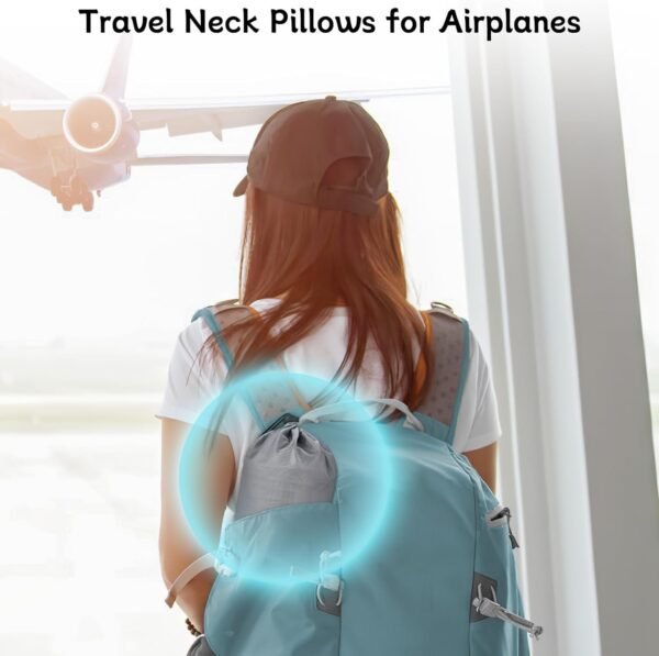 Inflatable Travel Pillow, Multifunction Travel Neck Pillow with Super Soft Slipcover, Comfortably Supports Head and Chin for Airplane, Car, Trains, Bus and Office(Grey) - Image 4