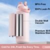 40 oz Insulated Water Bottle with 2-in-1 Straw and Spout Lid, Keep Cold 24H, Leak-Proof, BPA-Free, Double Wall Stainless Steel Water Bottle for Sports, Gym, Travel, and School (Cotton Candy) - Image 2