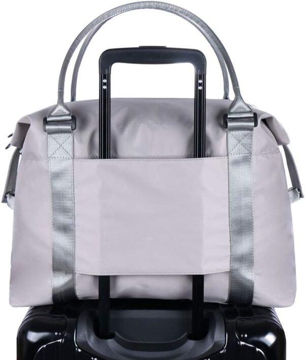 Unisex Large Travel Shoulder Weekender Overnight Bag Handbag Gym Tote Bag with Trolley Sleeve (Silver Grey) - Image 2