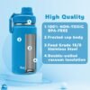 16 oz Kids Water Bottle with 4 Lids,2 Pack Water Bottles for School Kids,Metal Water Bottle Kids,Insulated Kids Thermos with Straw Lid,Straw Brush,Cute Stickers,Boys Girls Water Bottle - Image 6