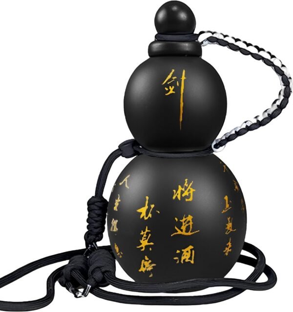 Gourd Water Bottle, Gourd-Style Water Bottle, Drinking Gourd Bottle, Bottle Gourd, Gourd Shaped Water Bottle, Gourd Drinking Cup Jug Portable Travel Large Capacity Durable, 900 ml (Black)