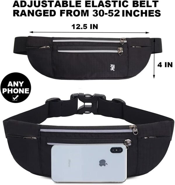 Peicees Fanny Pack with Water Bottle Holder Waist Bag for Men Women Water Resistant Lightweight Reflective Adjustable Running Belt Headphone Bag Travel Pocket for Outdoor Camping Fitness Hiking - Image 5