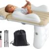 Inflatable Toddler Travel Bed for Airplane Car Portable Kids Travel Essentials Bassinet Foldable Infant Travel Bed Baby Travel Crib with Sides with Hand Pump Safety Belt and Carry Bag Sets