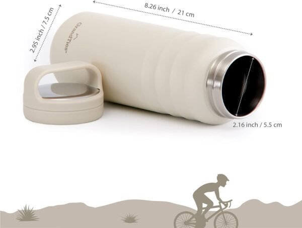 GRANDTIES 2 Lids Sports Stainless Steel Water Bottles – Wide Mouth Vacuum Insulated Reusable Leak Proof BPA-Free Travel Metal Canteen, Thermos Bottles for Men Women Gym (24 oz Ivory White) - Image 4