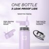 IRON °FLASK Camping & Hiking Hydration Flask, Wide Mouth, 3 Straw Lids, Stainless Steel Outdoor Water Bottle, Double Walled, Insulated Thermos, Metal Canteen - Lavender, 22 Oz - Image 6