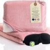 Travel Pillow and Blanket Set - 4-in-1 Ultimate Travel Kit with Memory Foam Pillow, Travel Blanket, Sleep Mask, and Earplugs-Ultimate Comfort and Coziness for Your Journeys - Pink