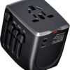 International Travel Adapter Voltage Converter to Step Down 230V to 120V for Hair straighteners, laptops, Cell Phones, Power converters from USA to UK, Europe, Australia Over 200 Countries