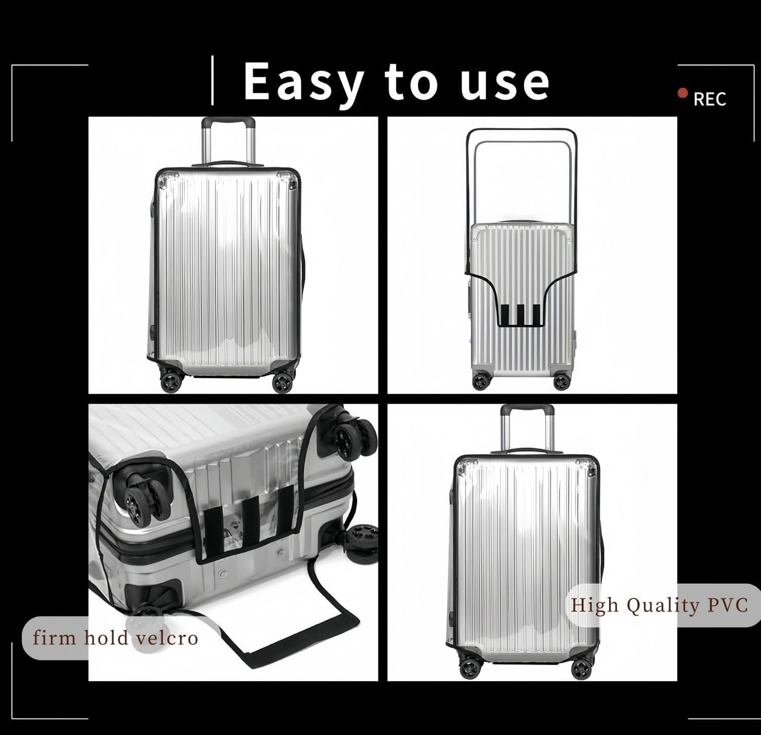 Suitcase Cover Protectors Clear PVC Luggage Cover for Wheeled Suitcase Waterproof Travel Suitcase Cover (20" (13.8" L x 9.1" W x 20.9" H)) - Image 5