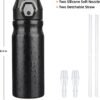 BJPKPK 18oz Insulated Water Bottle With Straw Stainless Steel Double Wall Water Bottles BPA-Free Leak Proof Thermos With Lockable Flip Lid And Soft Silicone Spout,Black Leopard - Image 4