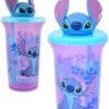 Disney Lilo and Stitch Water Bottle for Kids, Girls, Boys - 3 Pc School Supplies Bundle with Stitch Water Bottle, Create a Face Sticker Book, and More Lilo and Stitch Cups for Kids - Image 2