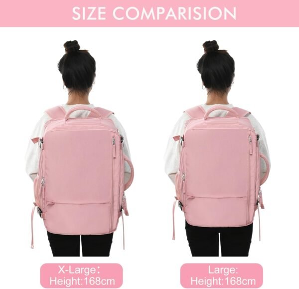 Beraliy Large Travel Backpack for Women, Personal Item Bag Airline Approved, Carry On Luggage, 17.3 inch Laptop Backpack, Waterproof Backpack,Hiking Backpack, Pink - Image 9