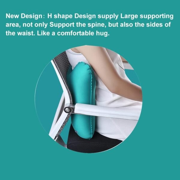 Inflatable Travel Nursing Waist Pillow, Blow Up Lumbar Body Back Support Pillow for Airplane Long Flight Journey Travel Airplane/Car/Bus/Train/Office (Silver Grey) - Image 2