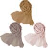 3pcs Women Soft Cotton Hemp Scarf Shawl Long Scarves, Travel Sunscreen