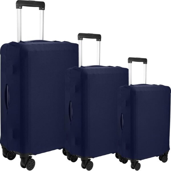 Kajaia 3 Pcs Luggage Cover Suitcase Protector Travel Suitcase Cover Anti Scratch Luggage Protector Washable Fits 18-28 Inch Luggage (Navy Blue)