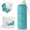 23oz Collapsible Silicone Water Bottle, BPA Free, Portable for Hiking, Travel, Camping, Yoga, Foldable, Leakproof, Lightweight, 690mL