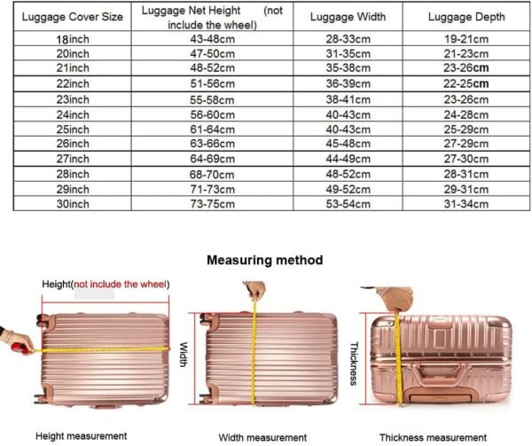 MosaiRudo Clear PVC Luggage Cover Protectors Transparent Travel Luggage Protector for Wheeled Suitcase (Thickness 0.2mm, 20inch) - Image 2