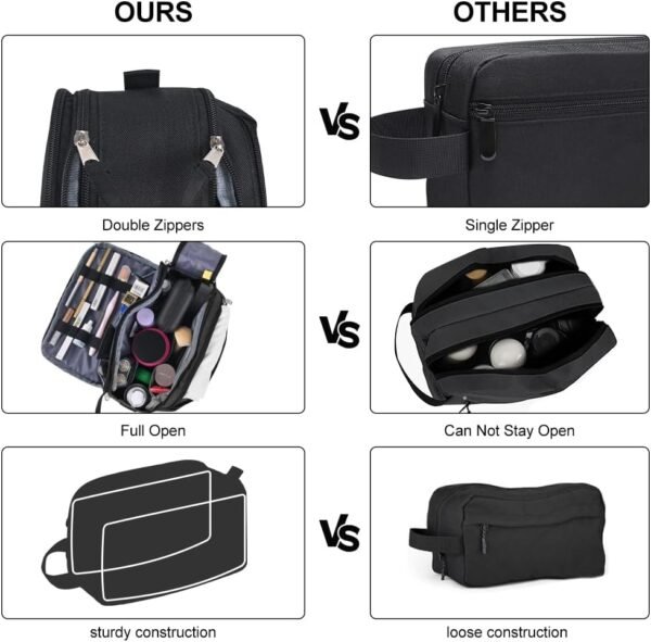 Travel Toiletry Bag for Men Toiletry Bag Dopp Kit Water-resistant Shaving Bag Large Travel Toiletry Organizer Travel Essentials Black - Image 5