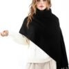 Womens Winter Scarf - Fashion Scarf Shawl with Cashmere Feel, Warm Soft Blanket Scarf Pashmina Shawl and Wrap, Travel Office Winter Wedding, Evening Dresses Large Scarves gifts for women, Black - Image 3