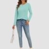 ATHMILE Womens Long Sleeve Round Neck Shirts Basic Tee Casual Top Fall Trendy Tunic Outfits Fitted T Shirts - Image 5