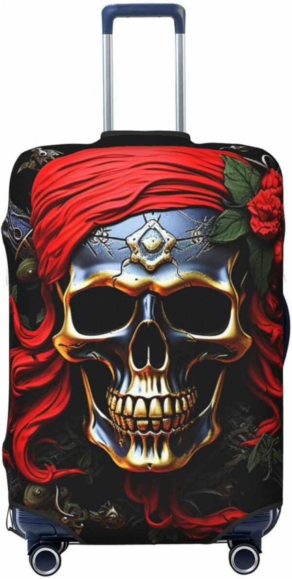 Travel Luggage Cover Pirate Skull Suitcase Covers for Luggage Fashion Suitcase Protector Fits 18-32" Luggage, Black, L, Luggage Set