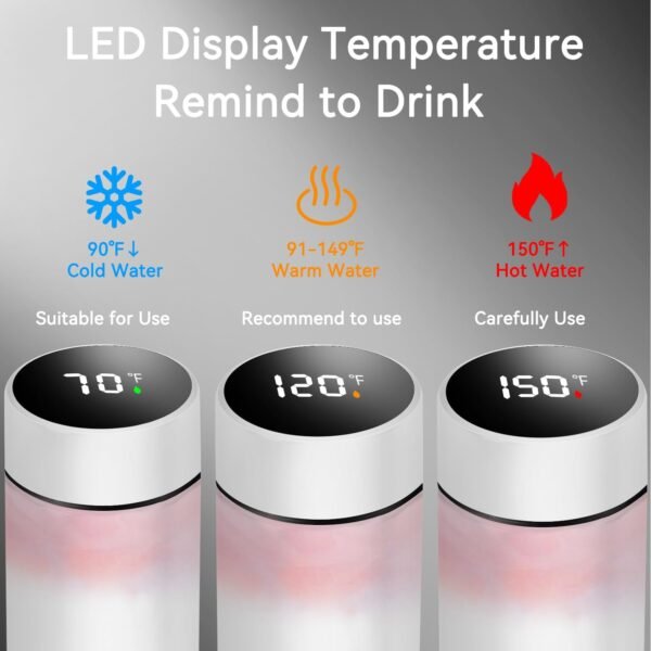 Personalized 16oz Initial Water Bottle,Smart Sport Water Bottle with LED Temperature Display,Customized Letter Coffee Thermos,Travel Coffee Mug (A) - Image 4