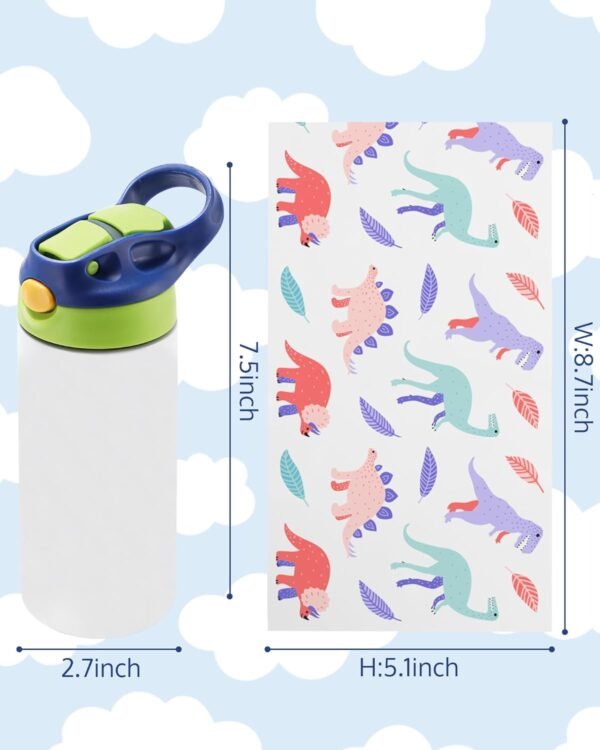 OFFNOVA 12oz Kids Sublimation Tumbler, Kids Sublimation Water Bottle Blank with Handle, Children Sublimation tumblers Cups for Milk, Soda, Juice, Drinks (2 Pink) - Image 2