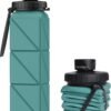 INNERNEED Collapsible Water Bottle, Reuseable BPA Free Silicone Foldable Water Bottles for Travel Gym Camping Hiking, 20.6 fl.oz, Portable, Food-Grade, Leak Proof (1 Pack, Dark Green)