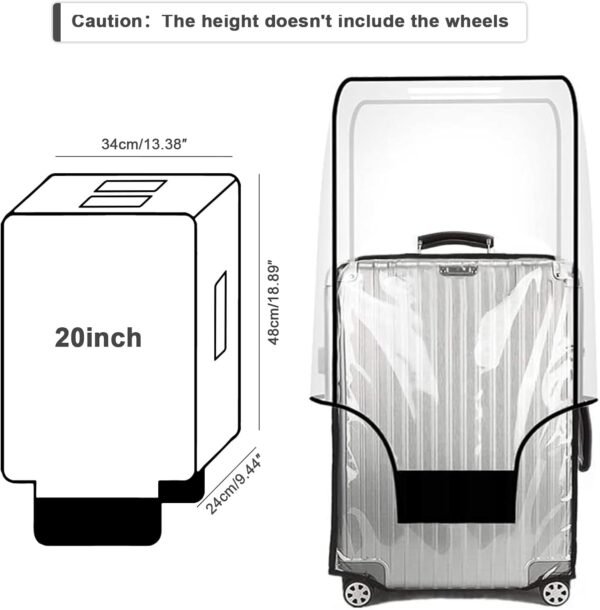Clear PVC Suitcase Cover Protectors 20 inch Transparent Travel Luggage Covers for Suitcase Tsa Approved - Image 2