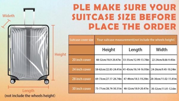 Clear Luggage Cover, 20 Inch Travel Suitcase Cover, Luggage Cover Protector Tsa Approved Fully Transparent Waterproof Dustproof Anti-Scratch(16.93" H x 13.78" L x 9.45" W) - Image 6
