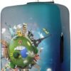 Around the World Suitcase Covers Funny Famous Landmarks Airplane World Map in Galaxy Sky Blue Rainbow Travel Luggage Cover Protector for Suitcase 18-21 Inch, Elastic Luggage Sleeves or Covers - Image 2