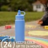 Hydrapeak Mini 20oz Kids Water Bottle w/Straw Lid, Stainless Steel Double Wall Insulated Water Bottle for Kids | Leak-Proof and Spill-Proof Kids Water Bottle for School, Cold for 24 Hrs (Kelly Green) - Image 4