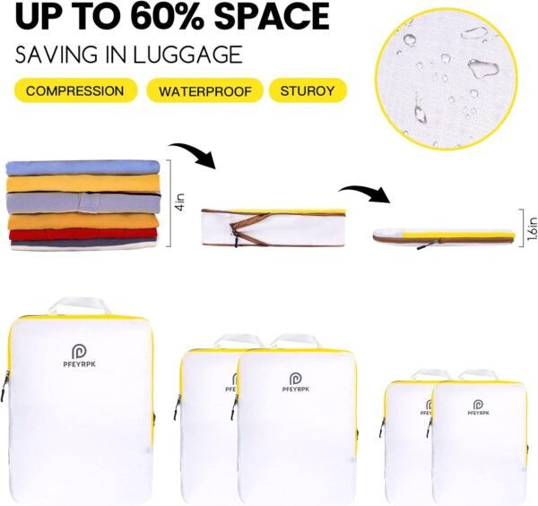 Lightweight Compression Packing Cubes for Suitcases, Compressible Expandable Travel Packing Organizer with Clear Toiletries and Backpack Bag, Travel Essentials for Carry on Luggage 7 Set - Image 3