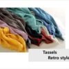 Cotton Blend Crinkle Vintage Soft Scarf with Fringed Edges,linen scarf,shawl,travel scarf - Image 3
