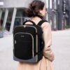 LOVEVOOK Travel Backpack for Women, 15.6in Laptop Backpack TSA Approved Carry on Luggage Personal Item Travel Bag for Business Weekender Hiking, Black-Gray - Image 7