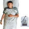100% Cotton Sleeping Bag Liner Soft, Stretchy, Jersey Cotton, Zipper, Converts to Double Sleeping Bag Liner - Breathable Travel Sheets for Camping, Travel & Guests 82 in x 31.5 in