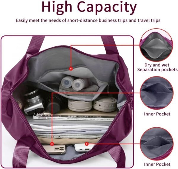 Large Capacity Foldable Travel Bag Expandable Portable Carry on Bag Dry&Wet Separation Sports Duffel Bags - Image 4
