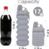 Collapsible Water Bottle for Adults, Boys, Students, Kids, Reusable Silicone Foldable Water Bottles for Travel Camping Hiking, Portable Sports Water Bottle, Gray - Image 2