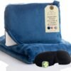 Travel Pillow and Blanket Set - 4-in-1 Ultimate Travel Kit with Memory Foam Pillow, Travel Blanket, Sleep Mask, and Earplugs-Ultimate Comfort and Coziness for Your Journeys - Blue