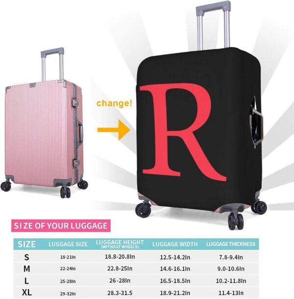 Letter R Luggage Cover Elastic Stretch Suitcase Covers for Luggage Anti-Scratch Luggage Protector Washable Travel Suitcase Cover XL fits 29-32 Inch Luggage - Image 4