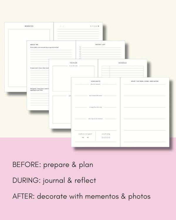 Kunitsa Co. Travel Journal - Guided Notebook for Travelers to Plan & Reflect on Vacations & Trips. Keepsake Travel Gift, Lavender Pink - Image 6