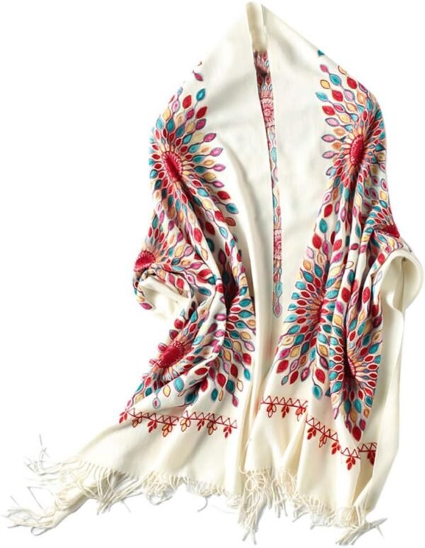 Urban CoCo Women's Embroidered Oversize Tassel Shawl Scarf Wraps for Women