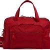 Vera Bradley Women's Cotton Weekender Travel Bag, Cardinal Red - Recycled Cotton, One Size