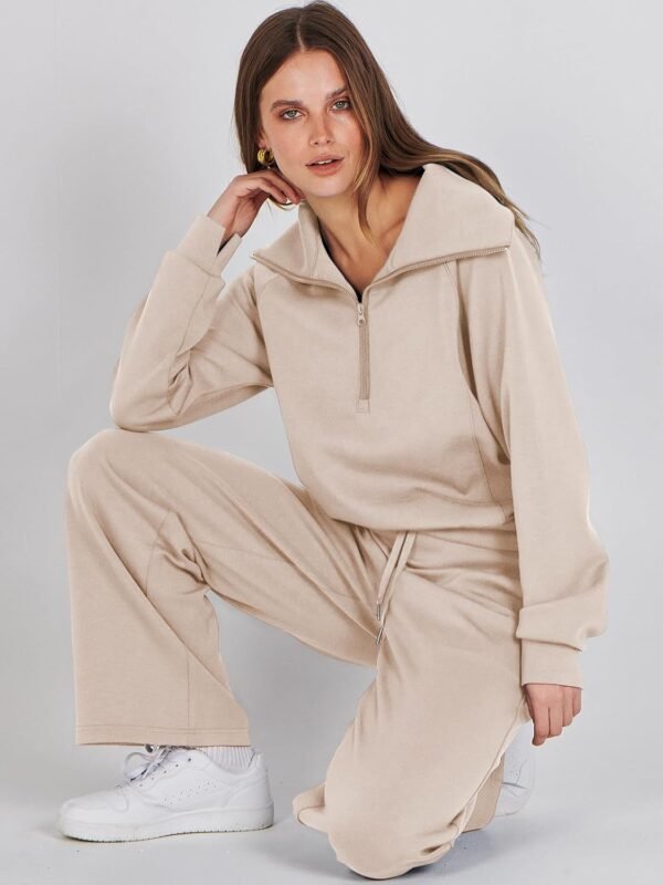 ANRABESS Women 2 Piece Outfits Sweatsuit Oversized Sweatshirt Sweatpants Tracksuit Sweat Lounge Matching Set 2024 Fall Trendy - Image 7
